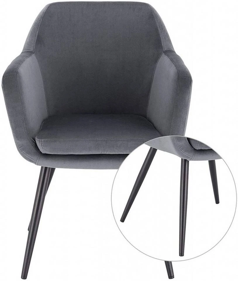 EUGAD Polsterstuhl (1 Stück), Küchenstuhl Samt Stuhl Sessel mit Armlehne, Metallbeine, für Esszimmer Wohnzimmer, Schwarz Dunkelgrau 16 EUGAD Polsterstuhl (1 Stück), Küchenstuhl Samt Stuhl Sessel mit Armlehne, Metallbeine, für Esszimmer Wohnzimmer, Schwarz Dunkelgrau – Bild 16