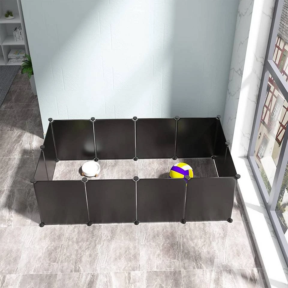 EUGAD Freigehege, Freigehege für Kaninchen Hasen Meerschweinchen Welpenauslauf DIY, 12 Platten 145 x 75 x 46 cm Grau, Schwarz, Transparent, Weiß 3 EUGAD Freigehege, Freigehege für Kaninchen Hasen Meerschweinchen Welpenauslauf DIY, 12 Platten 145 x 75 x 46 cm Grau, Schwarz, Transparent, Weiß – Bild 3