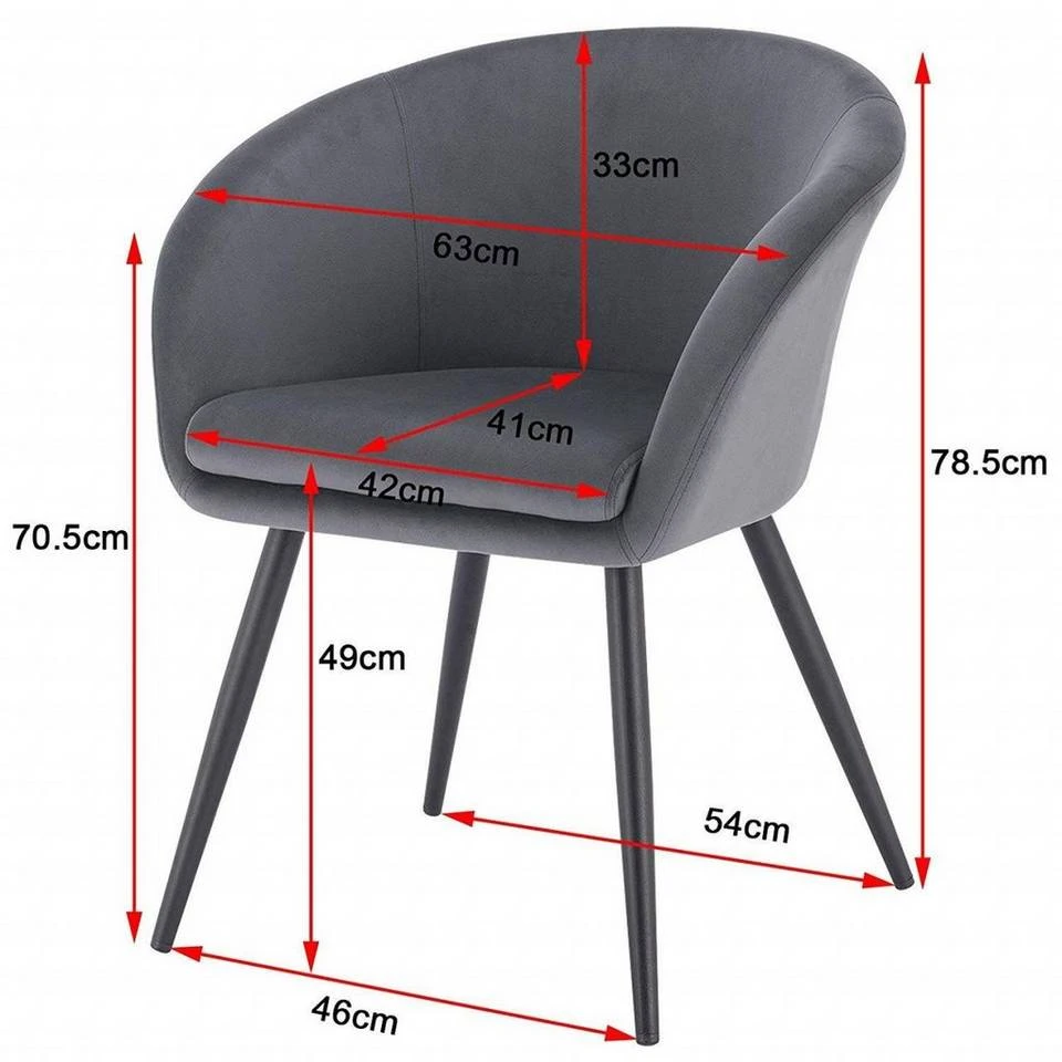 EUGAD Esszimmerstuhl, mit Armlehne, Retro Design, Samt, Metall Dunkelgrau Hellgrau, Schwarz 3 EUGAD Esszimmerstuhl, mit Armlehne, Retro Design, Samt, Metall Dunkelgrau Hellgrau, Schwarz – Bild 3