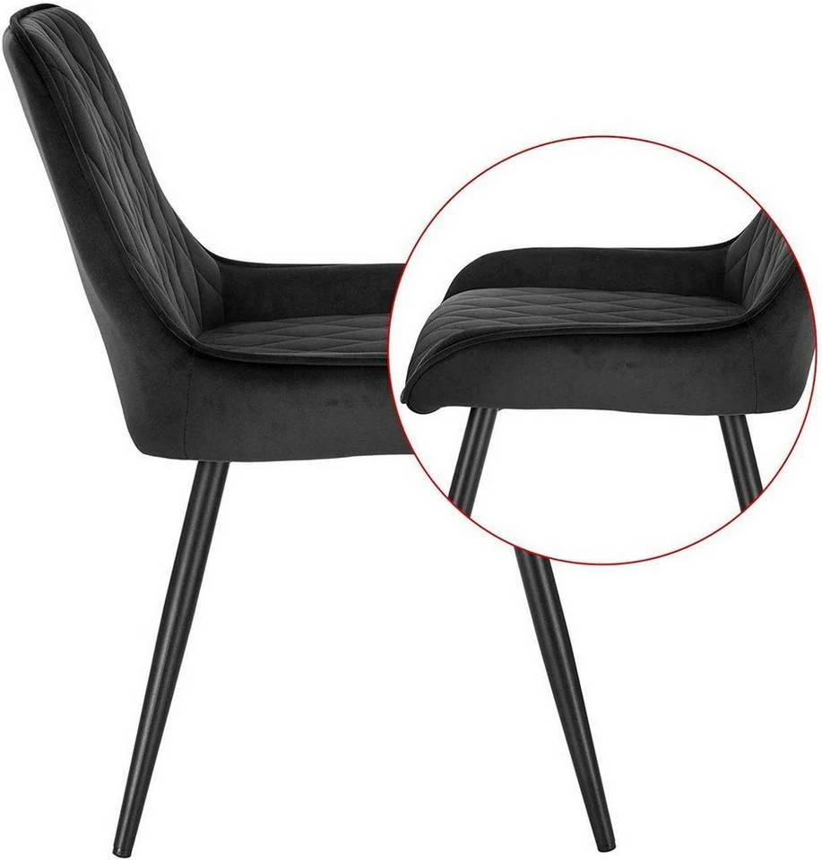 EUGAD Esszimmerstuhl (2 Stück), Polsterstuhl Küchenstuhl Wohnzimmerstuhl mit Rückenlehne, Sitzfläche aus Samt, Retrostuhl mit Metallbeine für Esszimmer Wohnzimmer, Schwarz Dunkelgrau, Dunkelgrün 6 EUGAD Esszimmerstuhl (2 Stück), Polsterstuhl Küchenstuhl Wohnzimmerstuhl mit Rückenlehne, Sitzfläche aus Samt, Retrostuhl mit Metallbeine für Esszimmer Wohnzimmer, Schwarz Dunkelgrau, Dunkelgrün – Bild 6