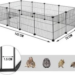 EUGAD Freigehege, Freigehege für Kaninchen Hasen Meerschweinchen Welpenauslauf Kleintiergehege Laufgitter mit Tür DIY 12 Platten Schwarz 142 x 72 x 36 cm 7 EUGAD Freigehege, Freigehege für Kaninchen Hasen Meerschweinchen Welpenauslauf Kleintiergehege Laufgitter mit Tür DIY 12 Platten Schwarz 142 x 72 x 36 cm -Eugad Möbel Einkaufen eed6796f ee35 5353 bad8 258ddf901c34