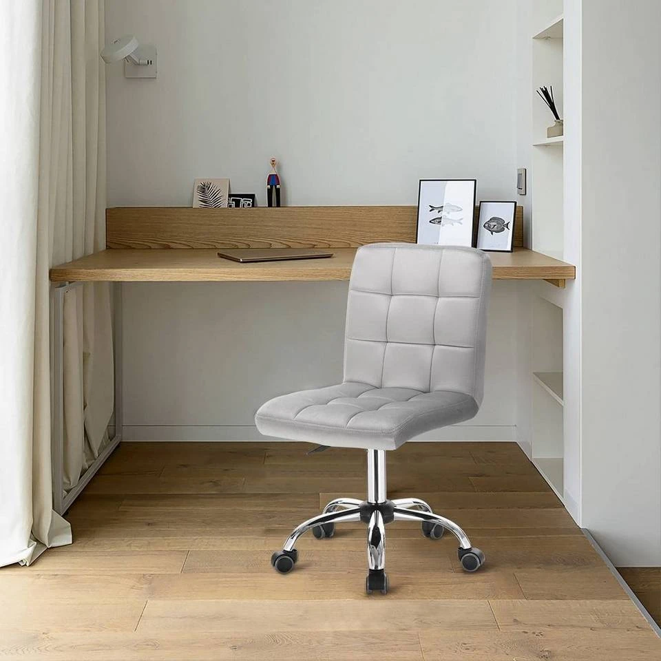 EUGAD Schreibtischstuhl, Arbeitshocker Bürohocker Samt Metall, 360° drehbar, Rosa Hellgrau 9 EUGAD Schreibtischstuhl, Arbeitshocker Bürohocker Samt Metall, 360° drehbar, Rosa Hellgrau – Bild 9