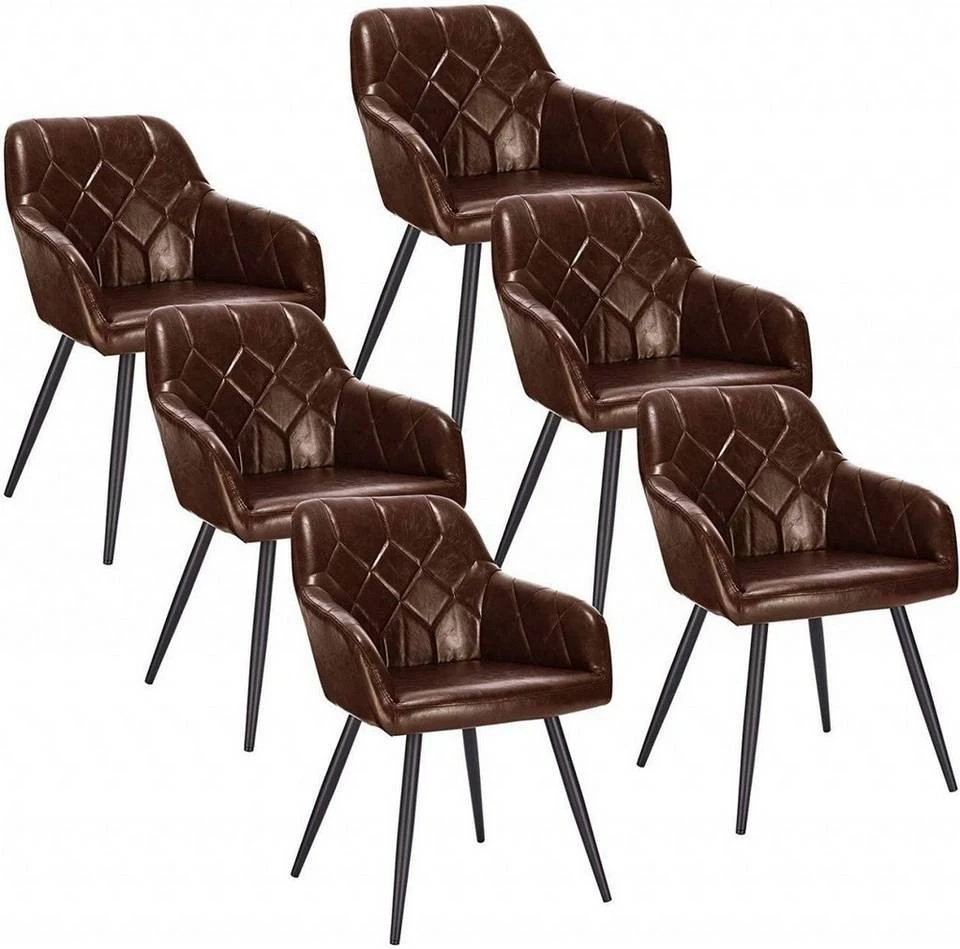 EUGAD Esszimmerstuhl, 6er-Set Esszimmerstuhl aus Kunstleder Metallbeine Schwarz Dunkelbraun 9 EUGAD Esszimmerstuhl, 6er-Set Esszimmerstuhl aus Kunstleder Metallbeine Schwarz Dunkelbraun – Bild 9