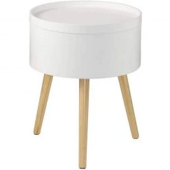 EUGAD Nachttisch, Beistelltisch mit Stauraum Nachtkommode Nachtschrank Holzbeine MDF 38x38x48,5cm Weiß