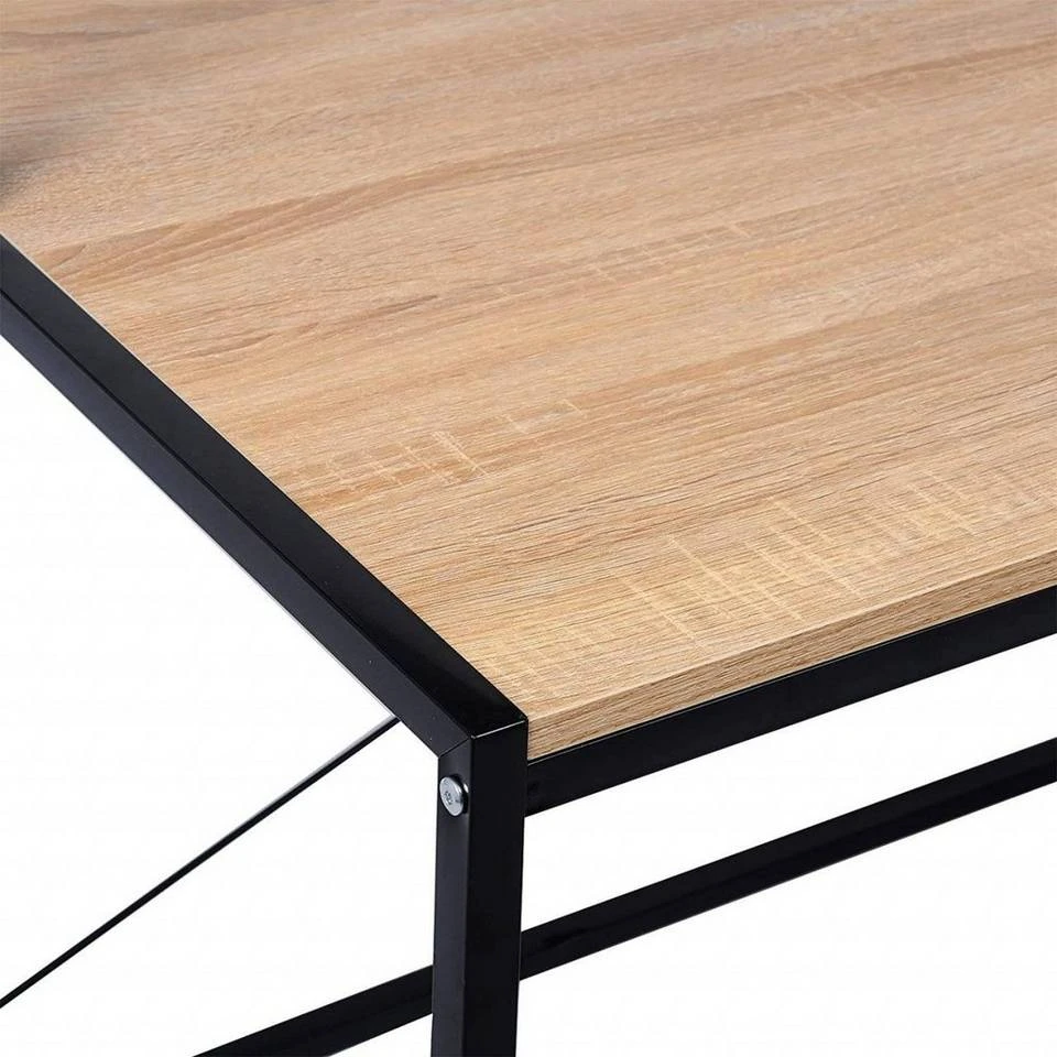 EUGAD Schreibtisch, Bürotisch mit Ablage Holz Stahl 120x64x120cm (BxTxH) Hell Eiche+schwarz Dunkel Buche-Schwarz, Hell Eiche-Schwarz, Hell Eiche-Weiß 4 EUGAD Schreibtisch, Bürotisch mit Ablage Holz Stahl 120x64x120cm (BxTxH) Hell Eiche+schwarz Dunkel Buche-Schwarz, Hell Eiche-Schwarz, Hell Eiche-Weiß – Bild 4