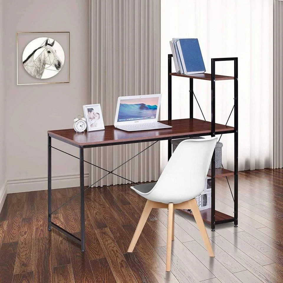 EUGAD Schreibtisch, Bürotisch mit Ablage Holz Stahl 120x64x120cm (BxTxH) Hell Eiche+schwarz Dunkel Buche-Schwarz, Hell Eiche-Schwarz, Hell Eiche-Weiß 8 EUGAD Schreibtisch, Bürotisch mit Ablage Holz Stahl 120x64x120cm (BxTxH) Hell Eiche+schwarz Dunkel Buche-Schwarz, Hell Eiche-Schwarz, Hell Eiche-Weiß – Bild 8