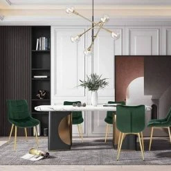 EUGAD Esszimmerstuhl, 6er-Set Küchenstühle Wohnzimmerstuhl mit Rückenlehne, Samt Sitzfläche, Gold Beine Schwarz Dunkelgrün, Grau, Rosa -Eugad Möbel Einkaufen f43394a2 e9bd 5b14 a4b5 f77b14e02f1e
