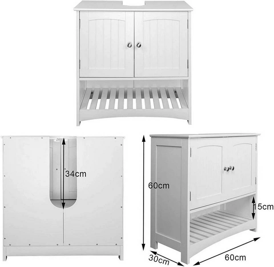 EUGAD Waschbeckenunterschrank Badschrank Unterschrank ohne Waschbecken Weiß 3 EUGAD Waschbeckenunterschrank Badschrank Unterschrank ohne Waschbecken Weiß – Bild 3