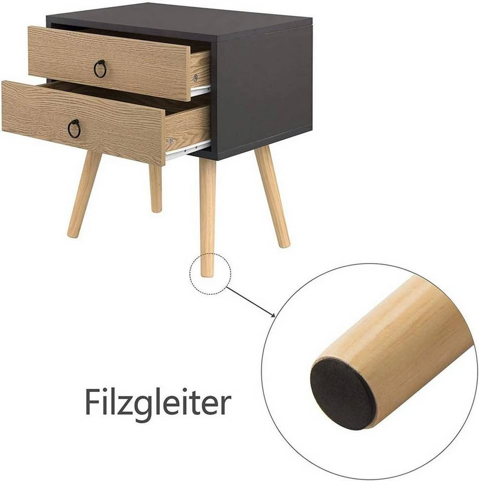 EUGAD Nachttisch, 2er-Set Beistelltisch mit 2 Schubladen Nachtkommode Nachtschrank Holzbeine MDF 46x35x50cm Weiß Grau, Weiß 13 EUGAD Nachttisch, 2er-Set Beistelltisch mit 2 Schubladen Nachtkommode Nachtschrank Holzbeine MDF 46x35x50cm Weiß Grau, Weiß – Bild 13