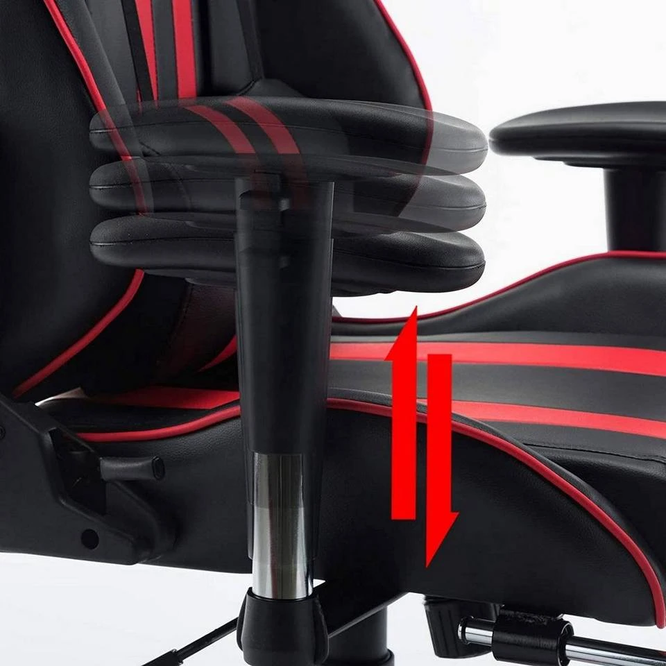EUGAD Gaming-Stuhl (1 Stück), mit Fußstütze Racing Stuhl Drehstuhl Bürostuhl Schreibtischstuhl PC Stuhl mit Wippfunktion Höhenverstellbar Kunstleder Weiß Grau, Rot, Weiß 16 EUGAD Gaming-Stuhl (1 Stück), mit Fußstütze Racing Stuhl Drehstuhl Bürostuhl Schreibtischstuhl PC Stuhl mit Wippfunktion Höhenverstellbar Kunstleder Weiß Grau, Rot, Weiß – Bild 16