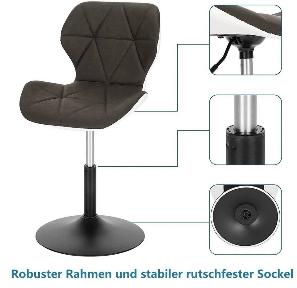 EUGAD Barhocker (4 St), niedriger Barhocker 360° Drehstuhl mit Rückenlehne 120kg belastbar Stuhl höhenverstellbar Kunstleder Sitzhöhe 40-54cm Dunkelbraun Weiß Anthrazit+Weiß, Dunkelbraun+Weiß 14 EUGAD Barhocker (4 St), niedriger Barhocker 360° Drehstuhl mit Rückenlehne 120kg belastbar Stuhl höhenverstellbar Kunstleder Sitzhöhe 40-54cm Dunkelbraun Weiß Anthrazit+Weiß, Dunkelbraun+Weiß – Bild 14