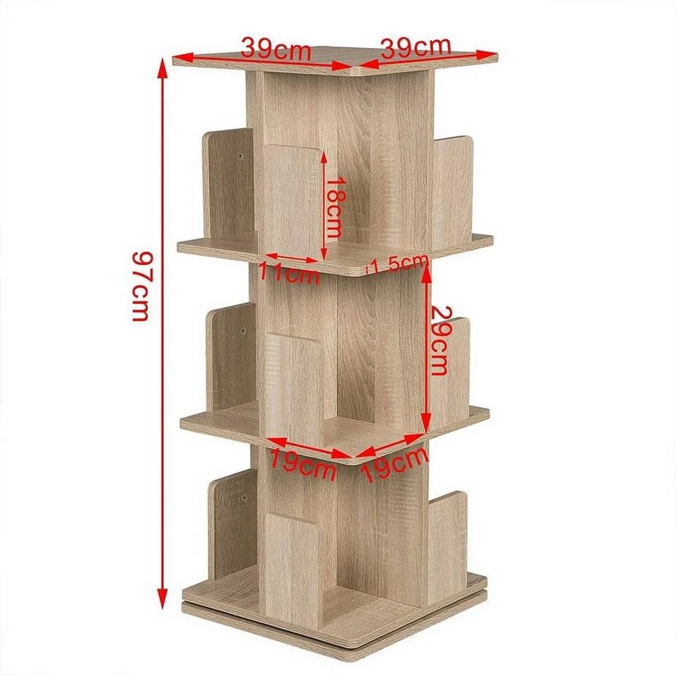 EUGAD Bücherregal, Raumteiler Standregal mit 3 Ebenen, 360° frei drehbar, MDF, Natur 3 EUGAD Bücherregal, Raumteiler Standregal mit 3 Ebenen, 360° frei drehbar, MDF, Natur – Bild 3