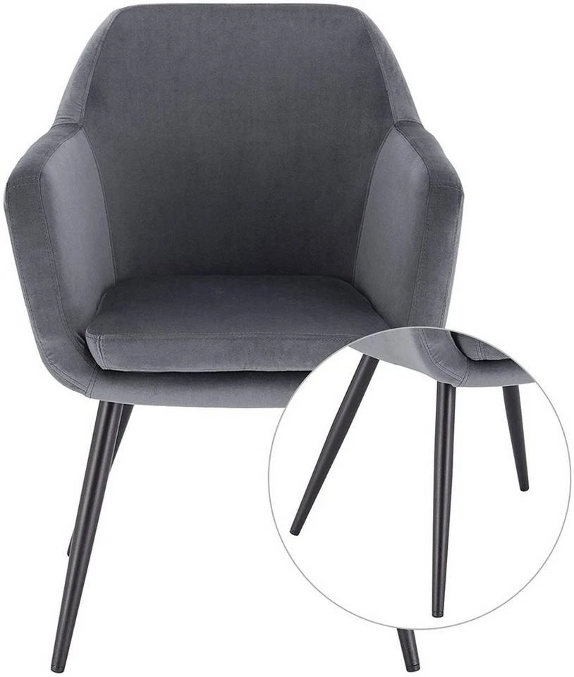 EUGAD Polsterstuhl (1 Stück), Küchenstuhl Samt Stuhl Sessel mit Armlehne, Metallbeine, für Esszimmer Wohnzimmer, Schwarz Dunkelgrau 21 EUGAD Polsterstuhl (1 Stück), Küchenstuhl Samt Stuhl Sessel mit Armlehne, Metallbeine, für Esszimmer Wohnzimmer, Schwarz Dunkelgrau – Bild 21