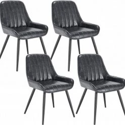 EUGAD Esszimmerstuhl, 4 Stücke Retro Küchenstuhl Sitzfläche aus PU mit Metallbeine Schwarz Braun, Dunkelbraun, Dunkelgr&uuml;n, Grau -Eugad Möbel Einkaufen f6f2ef70 3c8b 51af b668 665e7921fab9