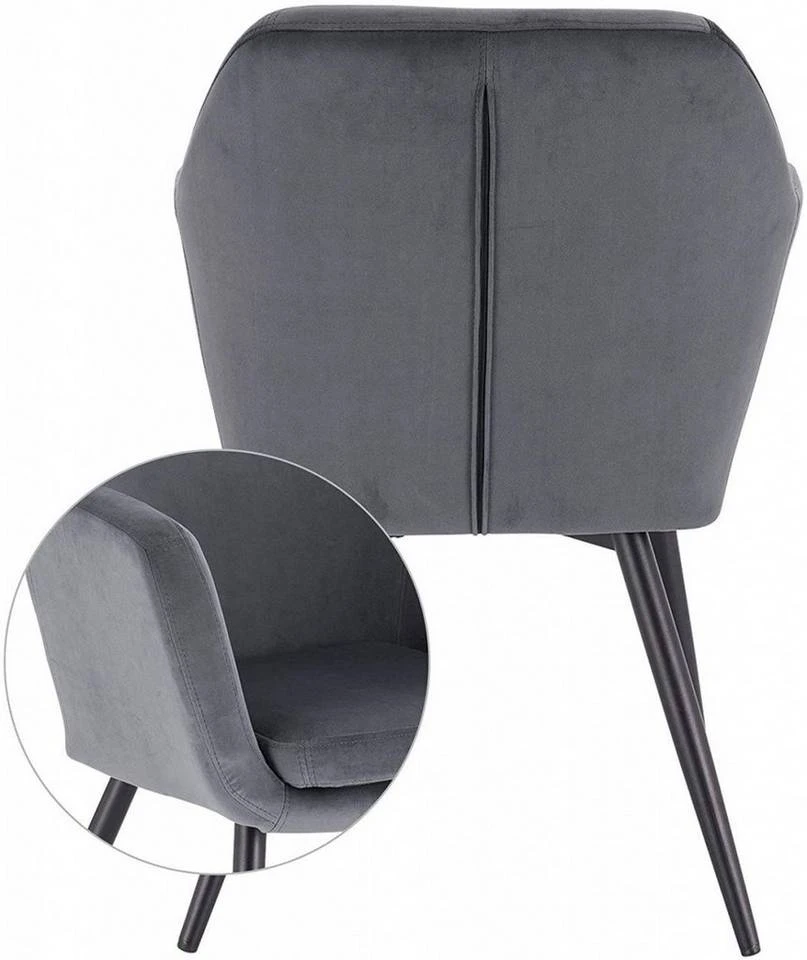 EUGAD Polsterstuhl (1 Stück), Küchenstuhl Samt Stuhl Sessel mit Armlehne, Metallbeine, für Esszimmer Wohnzimmer, Schwarz Dunkelgrau 14 EUGAD Polsterstuhl (1 Stück), Küchenstuhl Samt Stuhl Sessel mit Armlehne, Metallbeine, für Esszimmer Wohnzimmer, Schwarz Dunkelgrau – Bild 14