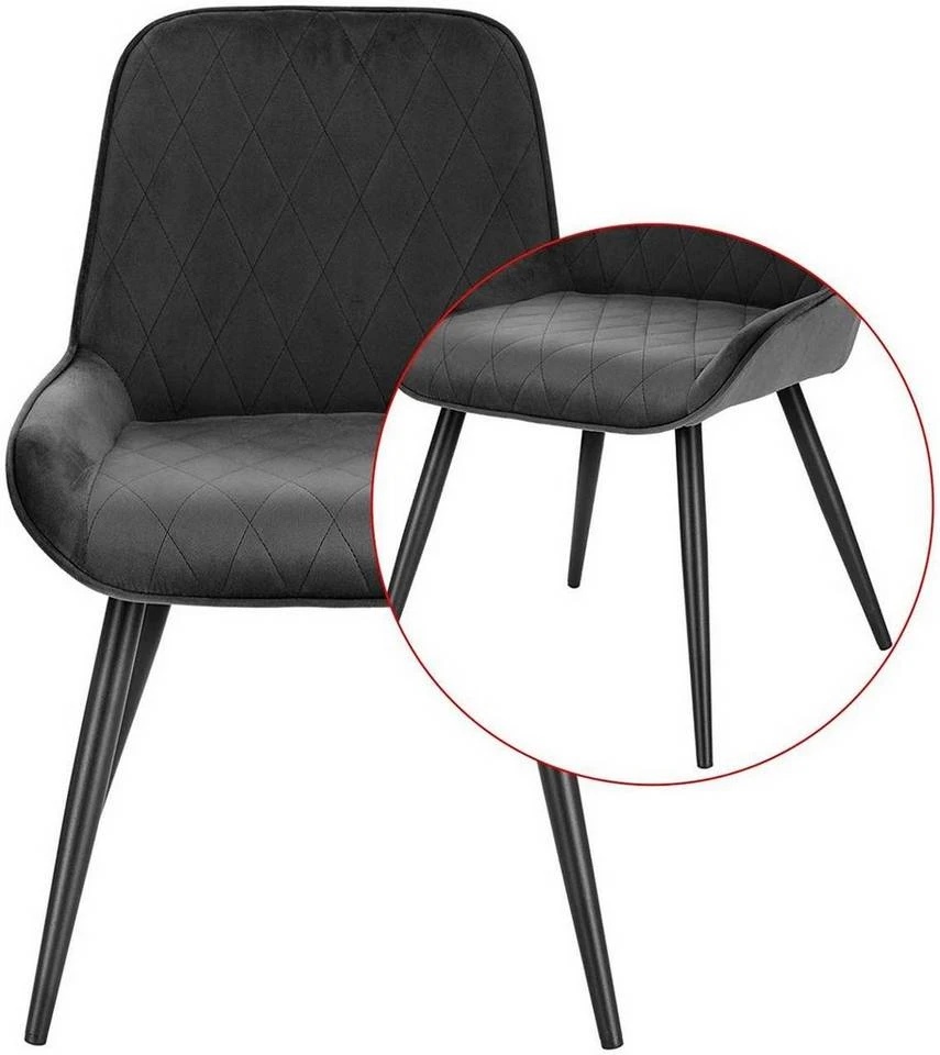 EUGAD Esszimmerstuhl (2 Stück), Polsterstuhl Küchenstuhl Wohnzimmerstuhl mit Rückenlehne, Sitzfläche aus Samt, Retrostuhl mit Metallbeine für Esszimmer Wohnzimmer, Schwarz Dunkelgrau, Dunkelgrün 19 EUGAD Esszimmerstuhl (2 Stück), Polsterstuhl Küchenstuhl Wohnzimmerstuhl mit Rückenlehne, Sitzfläche aus Samt, Retrostuhl mit Metallbeine für Esszimmer Wohnzimmer, Schwarz Dunkelgrau, Dunkelgrün – Bild 19