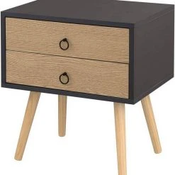 EUGAD Nachttisch, Beistelltisch mit 2 Schubladen Nachtkommode Nachtschrank Holzbeine MDF 46x35x50cm Weiß Grau, Weiß -Eugad Möbel Einkaufen f8f7c15a bb59 5fe4 ab9d 2920fb73e1a7