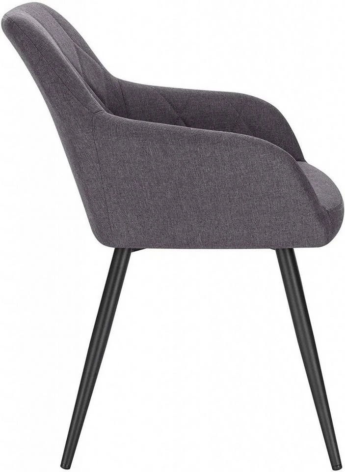 EUGAD Esszimmerstuhl (2 Stück), Wohnzimmerstuhl aus Leinen Polsterstuhl mit Armlehnen und Rückenlehne schwarze Gestell aus Metall Hellgrau Dunkelgrau 13 EUGAD Esszimmerstuhl (2 Stück), Wohnzimmerstuhl aus Leinen Polsterstuhl mit Armlehnen und Rückenlehne schwarze Gestell aus Metall Hellgrau Dunkelgrau – Bild 13