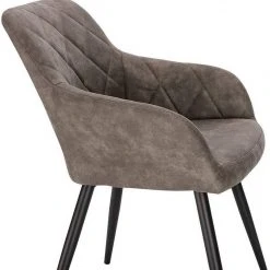 EUGAD Esszimmerstuhl (1 Stück), Wohnzimmerstuhl aus Stoff, Polsterstuhl mit Armlehnen und Rückenlehne, Gestell aus Metall Anthrazit, Braun, Grau -Eugad Möbel Einkaufen f9a71343 d81a 5fa5 bbcf e3c6e53bf43c