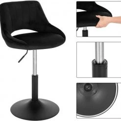 EUGAD Barhocker (6 St), Barstuhl Barsessel Sessel Loungesessel höhenverstellbar Clubsessel Cocktailsessel Drehsessel Samt Sitzhöhe 40–55 cm Rosa Dunkelgrau, Schwarz -Eugad Möbel Einkaufen f9b3c1e0 61d8 4464 8d73 7a89fd129177