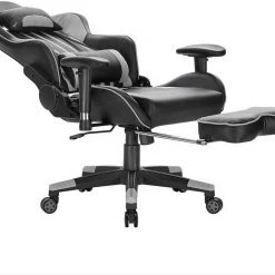 EUGAD Gaming-Stuhl (1 Stück), Racing Stuhl mit Fußstütze Racing Stuhl Drehstuhl Bürostuhl Schreibtischstuhl PC Stuhl mit Wippfunktion Höhenverstellbar Kunstleder Rot Grau, Wei&szlig; -Eugad Möbel Einkaufen fa00e110 3618 5046 b718 16f88b990adc