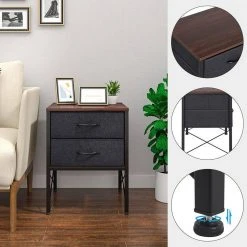 EUGAD Nachttisch (1-St), mit 2 Schubladen Couchtisch Beistelltisch für Wohnzimmer Nachtkommode Nachtschrank für Schlafzimmer industrieller Stil -Eugad Möbel Einkaufen fa3fafa8 1a71 40f1 9da1 587f75eac476