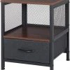 EUGAD Nachttisch (1-St), Nachtkommode mit Ablagen und Schubladen, Beistelltisch für Wohnzimmer, Nachtschrank für Schlafzimmer industrieller Stil, 40x52x36cm