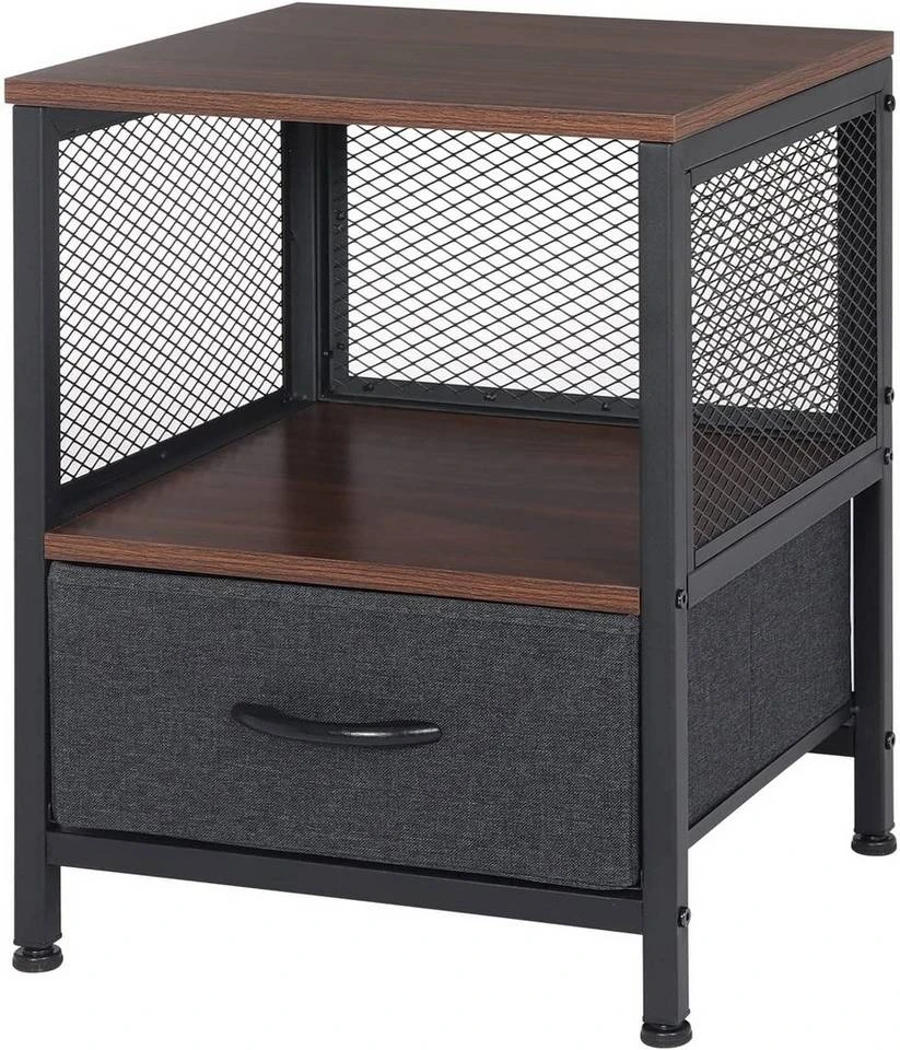 EUGAD Nachttisch (1-St), Nachtkommode mit Ablagen und Schubladen, Beistelltisch für Wohnzimmer, Nachtschrank für Schlafzimmer industrieller Stil, 40x52x36cm 1 EUGAD Nachttisch (1-St), Nachtkommode mit Ablagen und Schubladen, Beistelltisch für Wohnzimmer, Nachtschrank für Schlafzimmer industrieller Stil, 40x52x36cm