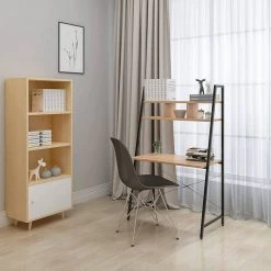 EUGAD Schreibtisch, Bürotisch Computertisch Arbeitstisch PC Tisch mit Ablage Holz Stal Holz Vintage+schwarz Hell Eiche+schwarz -Eugad Möbel Einkaufen fb99e63d 098d 5529 b2f4 7adec5b56db9