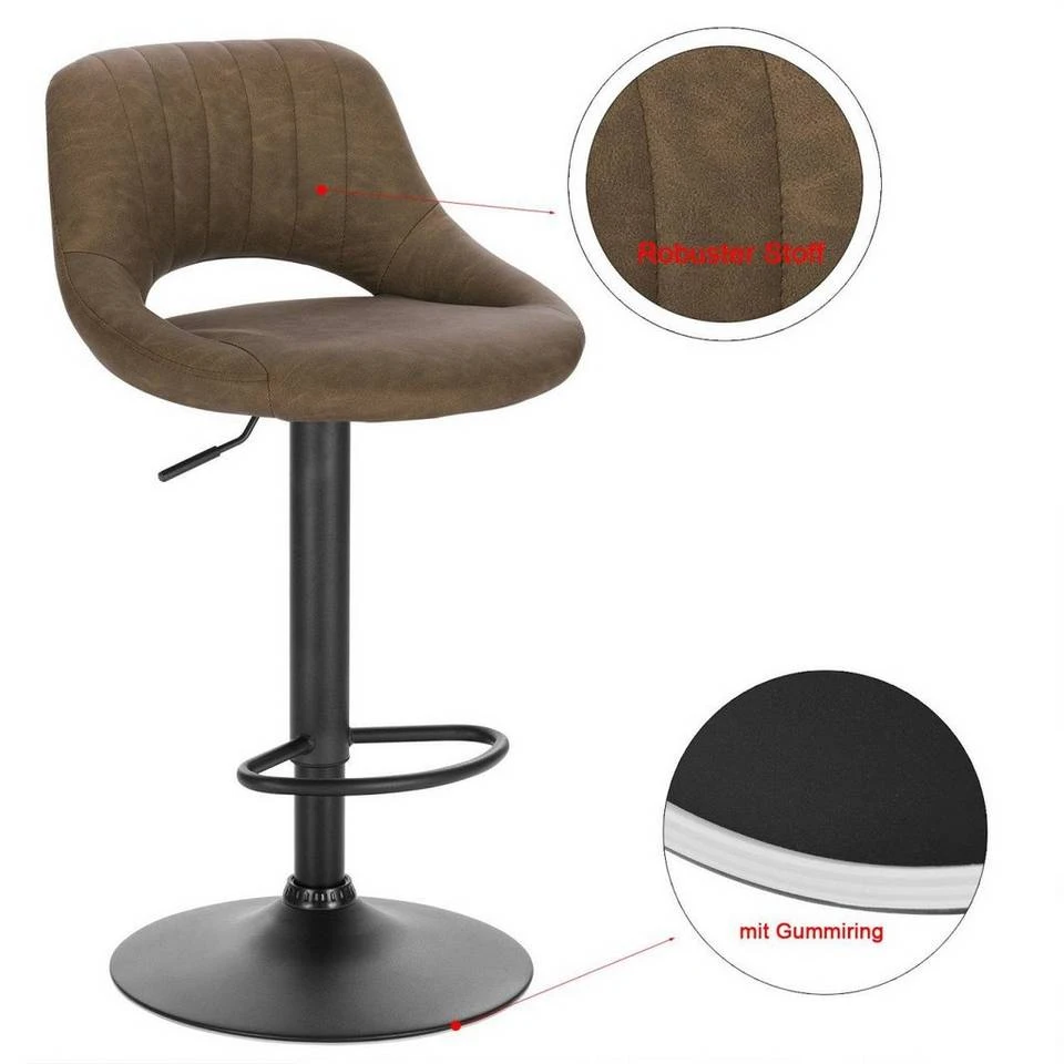 EUGAD Barhocker, 4er-Set Tresenhocker aus Kunstleder Gestell aus Stahl Dunkelbraun Anthrazit, Grau 6 EUGAD Barhocker, 4er-Set Tresenhocker aus Kunstleder Gestell aus Stahl Dunkelbraun Anthrazit, Grau – Bild 6