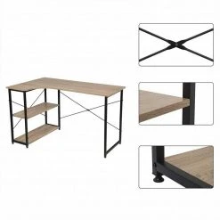 EUGAD Schreibtisch, Computertisch Büromöbel Couchtisch mit Ablage Holz Stahl Schwarz+Beigebraun Industrie-design -Eugad Möbel Einkaufen fca467ba a361 5906 abe6 e4c4d927bc63